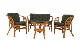 Комплект меблів Багама  світло-медового кольору  з натурального ротангу: двомісна софа, 2 крісла та кавовий столик світло-медовий  CRUZO d00099