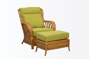 Плетене крісло з пуфом Асканія CRUZO натуральний ротанг, королівський дуб, kr0023