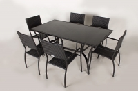Обідній комплект меблів для вулиці Балі з алю/чорний os0001: стіл та 4 стула