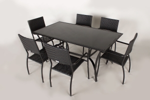 Обідній комплект меблів для вулиці Балі  з алю/чорний os0001: стіл та 4 стула 