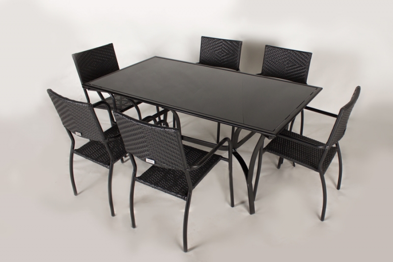 Обідній комплект меблів для вулиці Балі  з алю/чорний os0001: стіл та 4 стула 