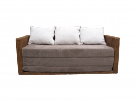 Розкладний плетений диван Уго з натурального ротангу коричневого кольору кавовий шоколад CRUZO