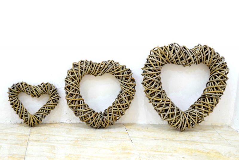 Декор для приміщення CRUZO Серце (набір з 3 шт.) натуральний ротанг, dr0003