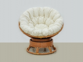 Кругле крісло Папасан Свівел з натурального ротангу темний мед CRUZO kk0014