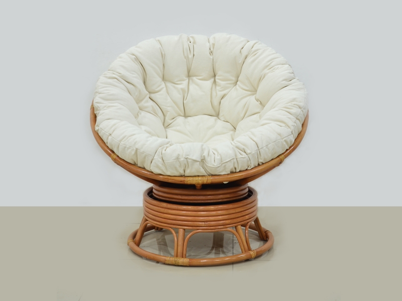 Кругле крісло Папасан Свівел з натурального ротангу темний мед CRUZO kk0014