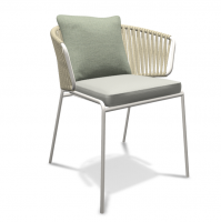 Стілець S•CAB Lisa Filò, 63×64×77 см, каркас з покриттям, плетіння з морського каната, подушка з тканини Agora або Sunbrella
