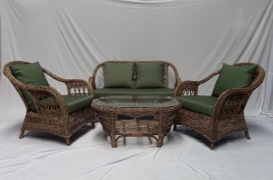 Плетений комплект Копа Кубу : софа двомістна, 2 крісла і кавовий столик із склом