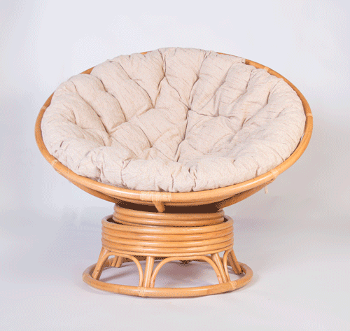 Круглое кресло качалка Папасан из натурального ротанга.